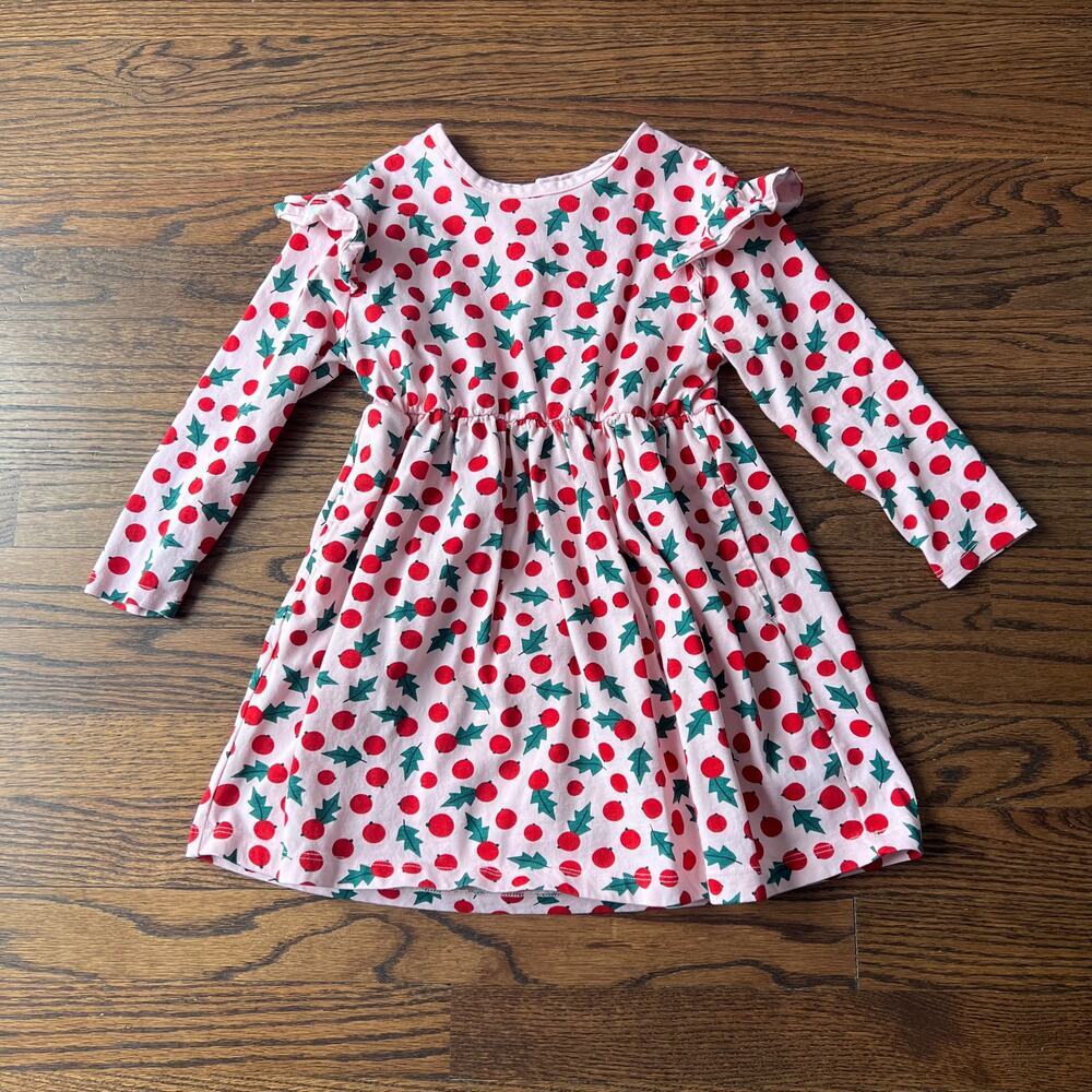 Hanna Andersson Pink Winter Berry Holiday Ruffle Long Sleeve Dress - 4